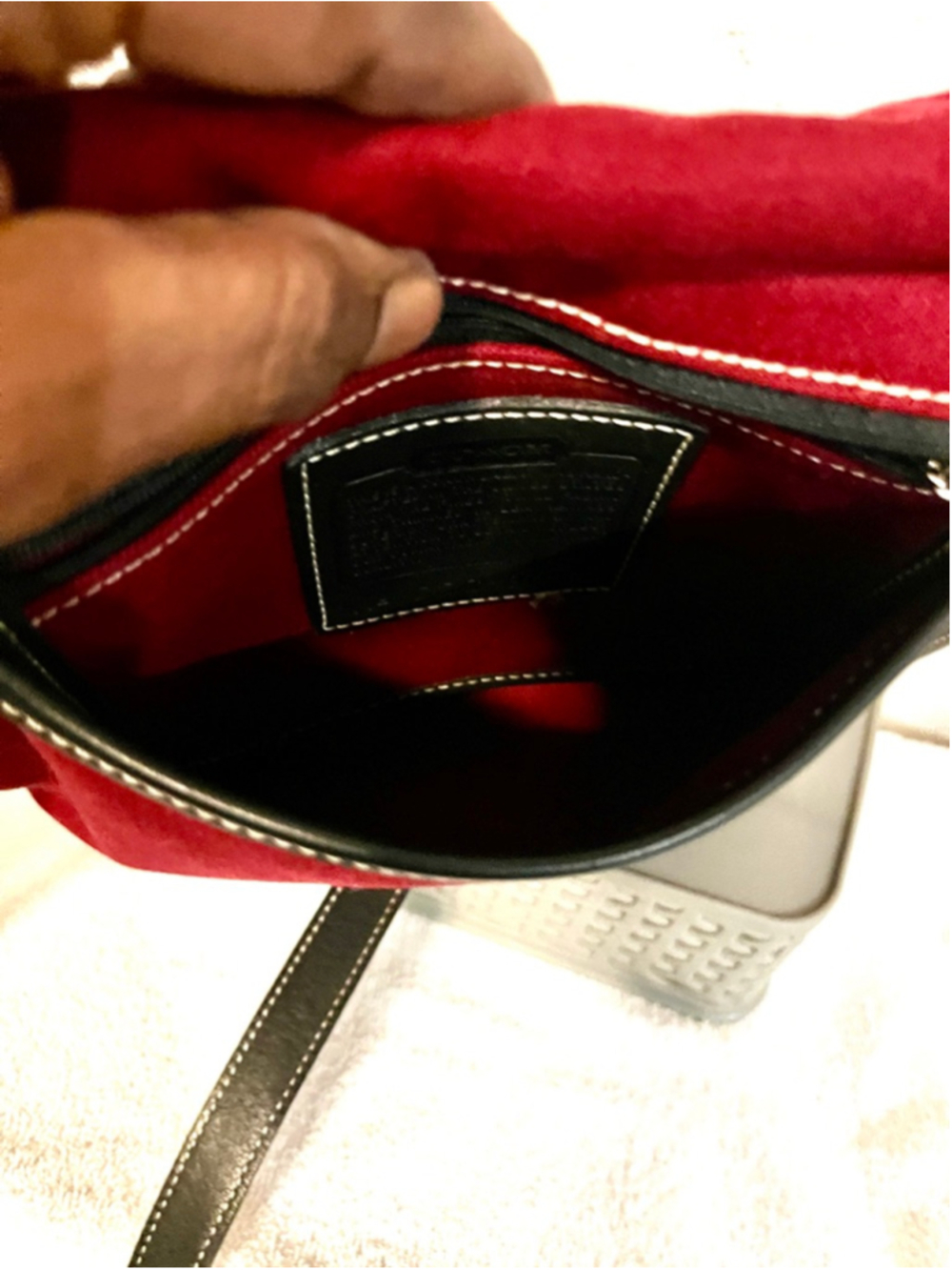 Vintage Coach Hippie 8114 Slim Canvas & Leather Flap Crossbody Bag Burgundy Red - Picture 8 of 12